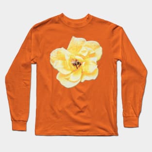 On a Yellow Rose Long Sleeve T-Shirt